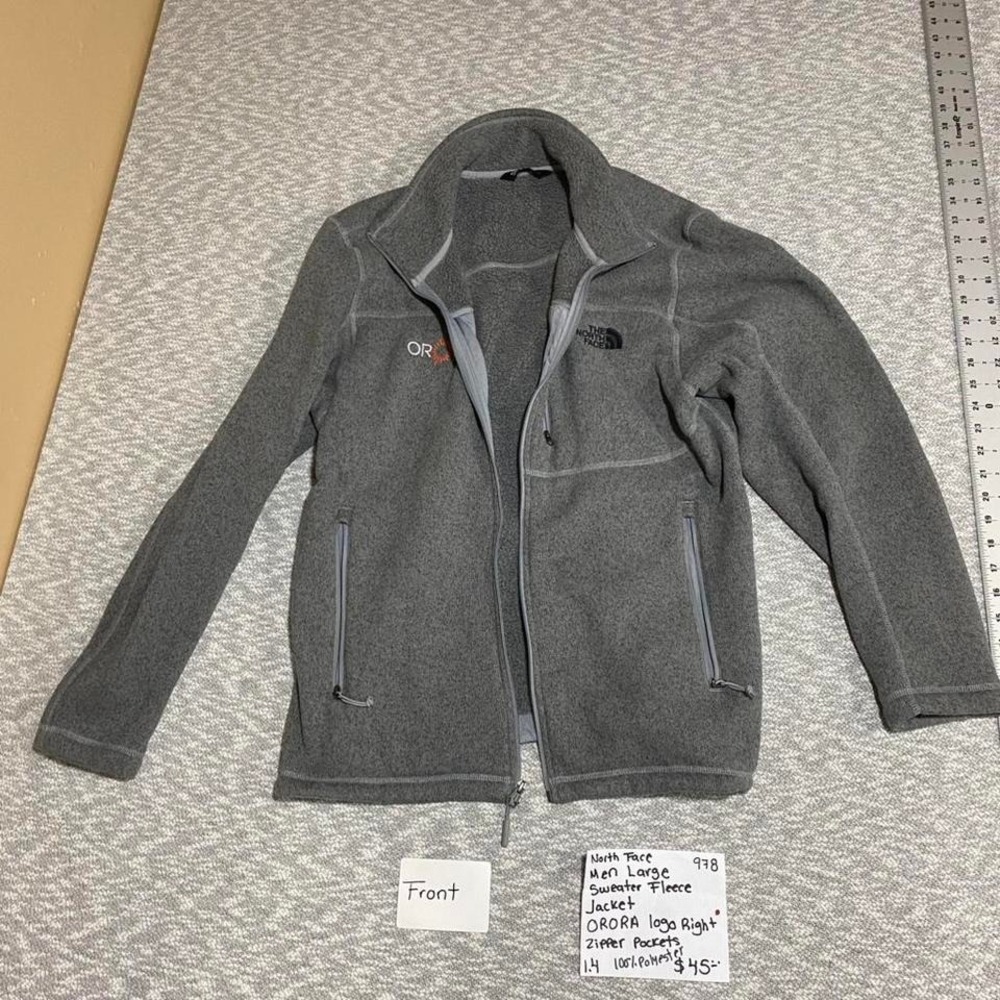 North Face sweater Fleece jacket‎ men large ORORA logo right front. SKU978